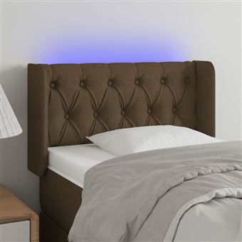 Cabeceira de cama vidaXL com luzes LED tecido 83x16x78/88 cm castanho - 1