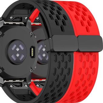 Pack 2x Bracelete Antiimpacto SnapFlow para Garmin Fenix 6X Pro Sapphire Preto e Vermelho - 1