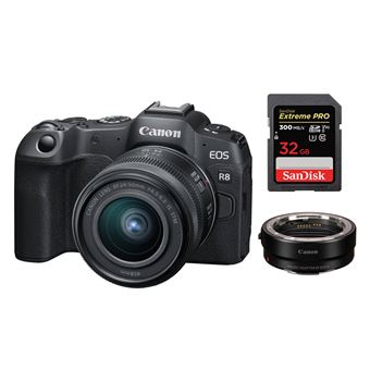 Canon EOS R8 with RF 24-50mm f4.5-6.3 IS STM+EF-EOS R Mount Adapter+SanDisk 32GB Extreme Pro SDHC USH-II 4K U3 300MB/s - 1