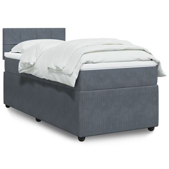 Cama com molas/colchão vidaXL | 100x200 cm | veludo cinza-escuro - 1