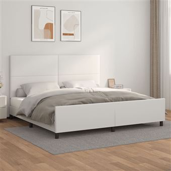 Estrutura de cama com cabeceira vidaXL | couro artificial 200x200 cm | branco - 1