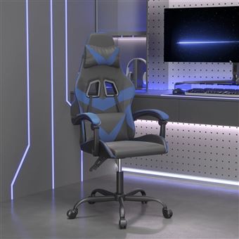 Cadeira gaming vidaXL couro artificial preto e azul - 1