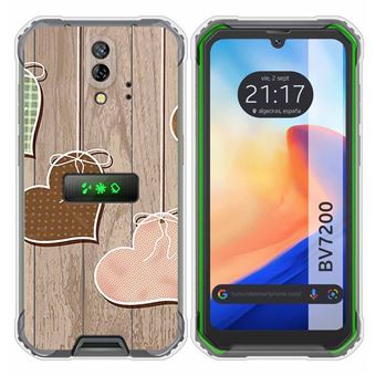 Capa Tumundosmartphone de silicone para Blackview BV7200 design corações desenhos de madeira - 1