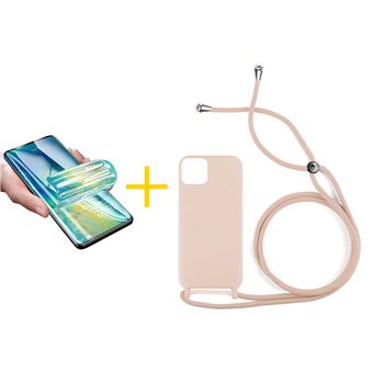 Pack 1 x Película de Hidrogel + Capa Gandy Apple iPhone 16 Plus Gel Rope | Rosa Pastel - 1
