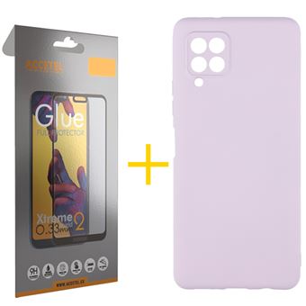 Conjunto 1 x Película de Vidro Full + Capa para Samsung A12 5G | Silicone Líquido - Roxo - 1