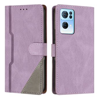 Capa FOXDOCK para OPPO Reno 7 Pro | Fecho Magnético | Pele TPU Macia | 3 Compartimentos para Cartões | Função de Suporte | Roxo - 1