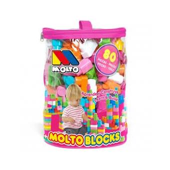 Bolsa Molto Blocks Rosa Com 80 Blocos Para Montar - 1