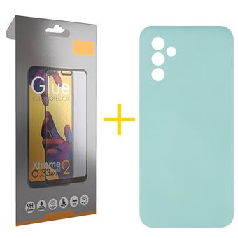 Pack 1 x Película de Vidro Temperado Full + Capa skyhe para Samsung Galaxy A16 5G | Silicone Líquido | Verde-Água - 1