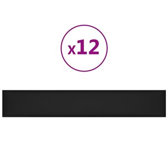 Painel de Parede vidaXL | 12  Peças | 90x15 cm | Couro Artificial | 1,62 m² | preto - 1