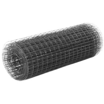 Rede Arame Quadrada vidaXL Aço com Revestimento PVC 10X0 5 M Cinzento - 1
