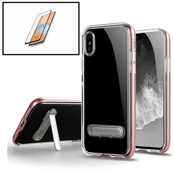 Kit Phonecare | Capa Spigen Crystal Hybrid + Película de Vidro Temperado Full Cover para iPhone X / Xs - Rosa