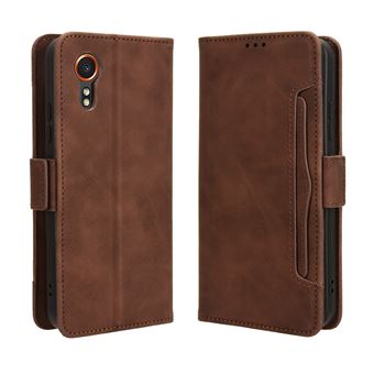 Capa FOXDOCK Protetora para Samsung Galaxy X Cover7 | Suporte e Flip de couro PU | À Prova de Choque | Castanho - 1
