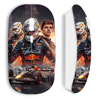 Rato Sem Fios Maniacase Arte Do Papel de Parede Do Max Verstappen F1 Branco - 1