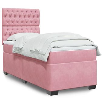 Cama com molas e colchão vidaXL | 80x200 cm | veludo rosa - 1
