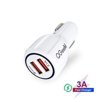 Carregador de Isqueiro QGeeM com Carregamento Rápido e 2x Portas USB - Branco - Branco - 1