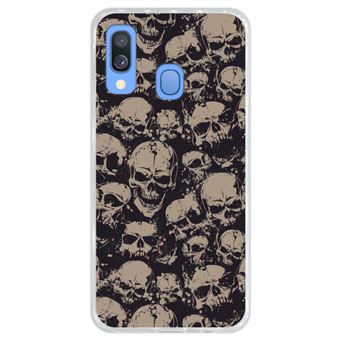 Capa Hapdey Para Samsung Galaxy A40 2019 Design Crânios Padrão Abstrato Capa de Silicone Flexível Em TPU - Transparente