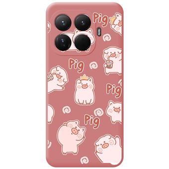 Capa Tumundosmartphone de silicone líquido rosa para Xiaomi 15T Pro 5G | Desenhos de design de porco - 1