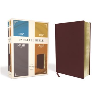 Niv Kjv Nasb Amplified Parallel Bible Bonded Leather Burgundy  Four Bible Versions Together For Study And Comparison - 1