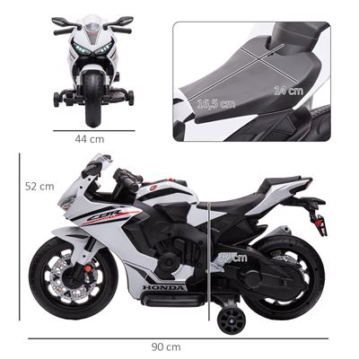 Moto Elétrica para Crianças 88.5x42.5x49cm cor branco e preto 370-159V90WT  - Homcom