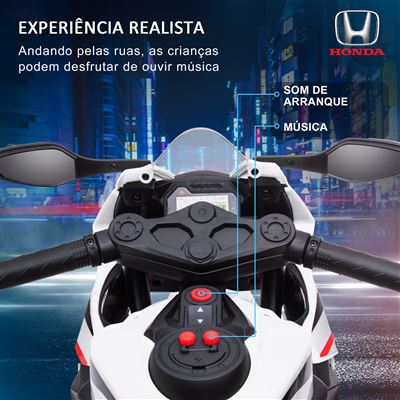 Moto Elétrica para Crianças 88.5x42.5x49cm cor branco e preto 370-159V90WT  - Homcom