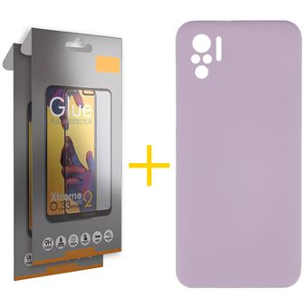 Conjunto 2 x Película de Vidro Full + Capa skyhe para Xiaomi Redmi Note 10 4G Silicone Líquido - Roxo - 1