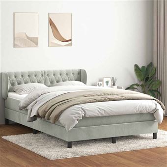 Cama com molas/colchão vidaXL |  160x220 cm | veludo cinzento-claro - 1