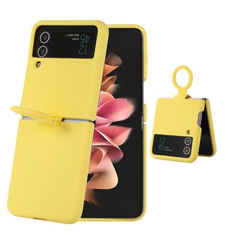 Capa de Silicone anti-riscos com anel Magunivers para Samsung Galaxy Z Flip4 5G - amarelo - 1
