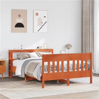 Cama sem Colchão vidaXL | 120x200 cm | madeira pinho maciça castanho-mel - 1