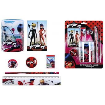 Super Set de Papelaria Bi-Joy Lady Bug - 1 copo para lápis, 1 bloco, 1 afia, 1 borracha, 1 mola, 1 régua, 1 lápis - 1