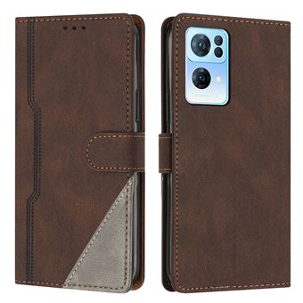 Capa FOXDOCK para OPPO Reno 7 Pro | Fecho Magnético | Pele TPU Macia | 3 Compartimentos para Cartões | Função de Suporte | Castanho - 1