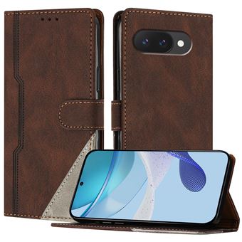 Capa FOXDOCK para Google Pixel 9a | Fecho Magnético | Pele TPU Macia | 3 Compartimentos para Cartões | Função de Suporte | Castanho - 1
