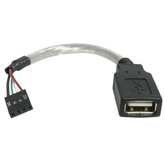 Cabo Usb StarTech.com Cabo USB 2.0 15 cm - Conector de Placa-Mãe USB A Fêmea para USB de 4 Pinos - F/F | Cinzento - 1