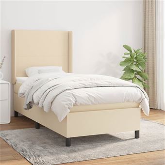 Cama com molas e colchão vidaXL | 90x200 cm | tecido cor crème - 1