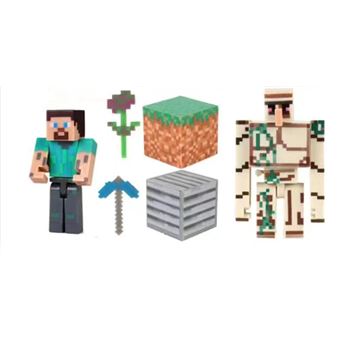 Figura Good Deal Minecraft Steve/Marioneta de Hierro | Conjunto de 8 Peças | 3-7 cm - 1