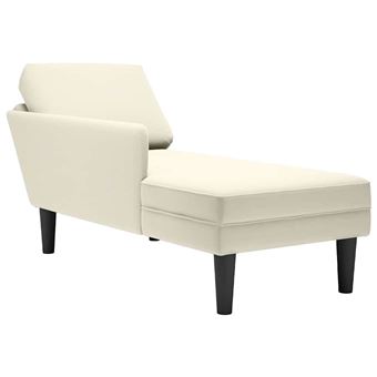 Chaise lounge com almofada/apoio de braços direito vidaXL | veludo creme - 1