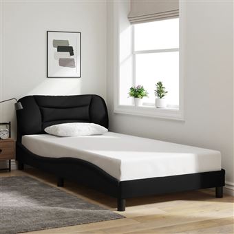 Estrutura de cama com cabeceira vidaXL | tecido preto | 100x200 cm | - 1