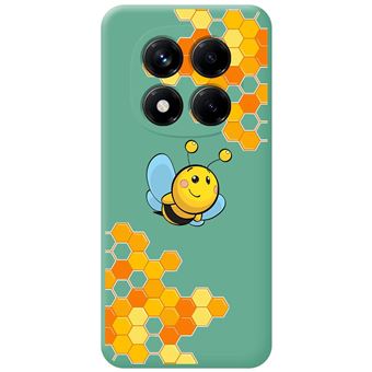Capa TUMUNDOSMARTPHONE de silicone líquido verde para Xiaomi Poco X7 5G Bee Design Cartoons - 1