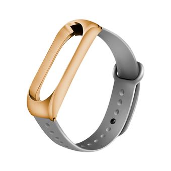 Pulseira de Silicone e armação de metal WISETONY para Xiaomi Mi Band 3 /4 Dourado e cinzento - 1