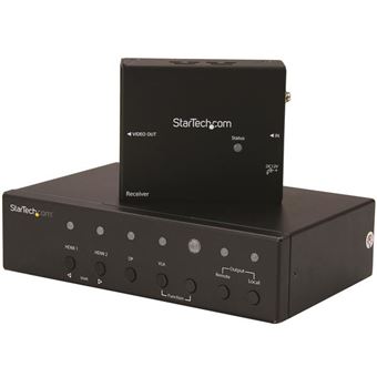 Extensão Av StarTech.com Extensor HDBaseT multi-entradas com comutador integrado - DisplayPort, VGA e HDMI via CAT5 ou CAT6 - Até 4K | Preto - 1