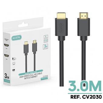 Cabo HDMI Accetel Cv2030 | Alta Velocidade 4K | 3 m - Preto - 1