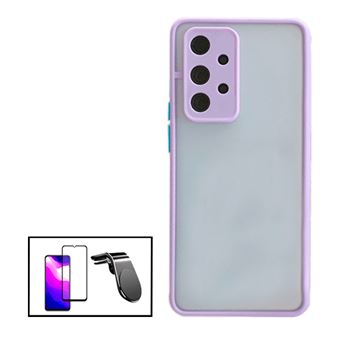 Kit Phonecare Capa Anti Choque Câmara Protection + Película 5D Full Cover + Suporte Magnético L Safe Driving Carro para Samsung Galaxy A32 5G - Roxo - 1