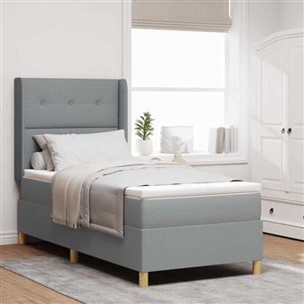 Cama Box com Colchão vidaXL | Cinzento-claro 80 x 200 cm | tecido - 1