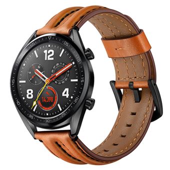 Bracelete de Couro HSMY Durável para Huawei Watch GT/ GT2 - Castanho Escuro - 1