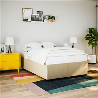 Estrutura de cama sem colchão vidaXL | 140x190 cm | tecido cor creme - 1