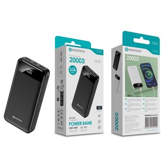 Power Bank  NOVOTECK PB-004 | 20000mAh | com Carga Inteligente e Display Digital | Negro - 1