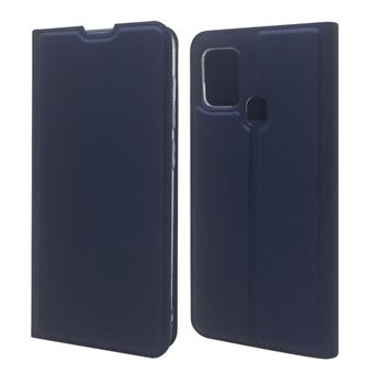 Capa Magunivers Pu Adsorção Magnética com Suporte e Suporte de Cartão Azul Escuro para Samsung Galaxy A21S