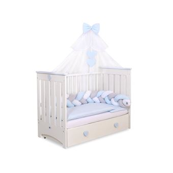 Conjunto roupa de cama para berço PRIMEIRO NINHO DAMORE | kit 5 elementos trança | 180cm | Azul - 1