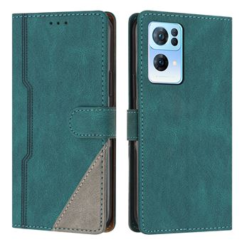 Capa FOXDOCK para OPPO Reno 7 Pro | Fecho Magnético | Pele TPU Macia | 3 Compartimentos para Cartões | Função de Suporte | Verde - 1