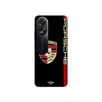 Capa Maniacase para Oppo A38 | PORSCHE logo vermelho e dourado fundo preto - 1