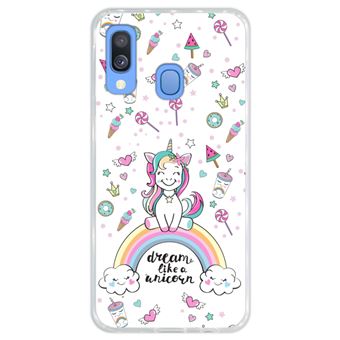 Capa Hapdey para Samsung Galaxy A40 2019 Design Arco-Íris Dream Like a Unicorn em Silicone Flexível e TPU